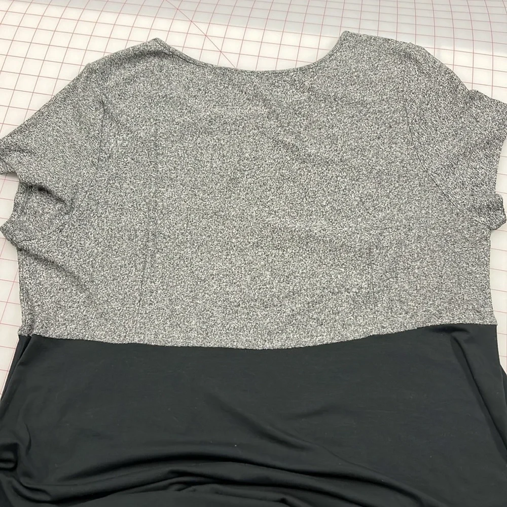 J. JILL Wearever Minimalist Lagenlook Hi-Lo Grey/Black Color Block Midi Dress 2X